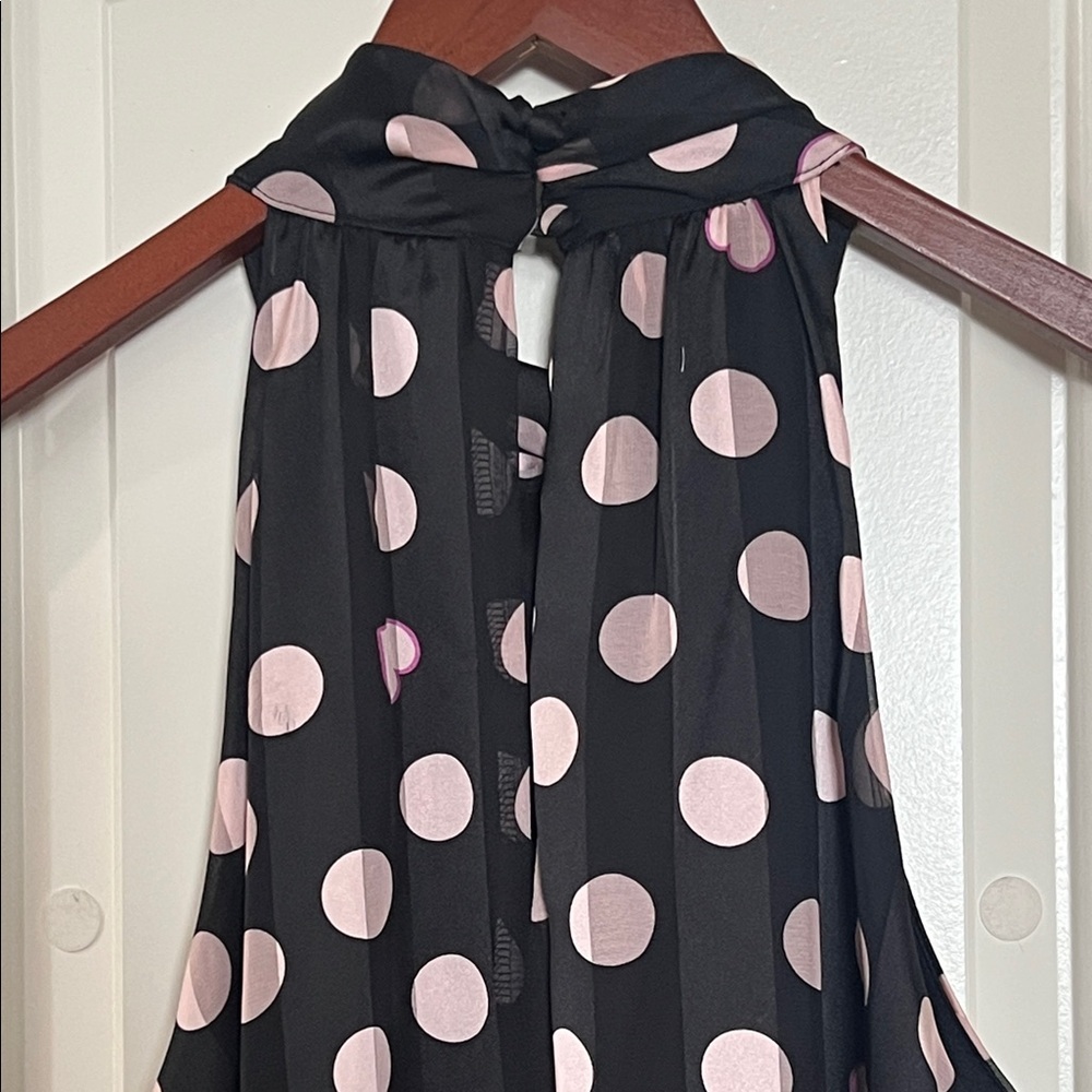 London Times Black and Pink Heart & Dot Sleevless Fit & Flare Dress - Picture 6 of 9